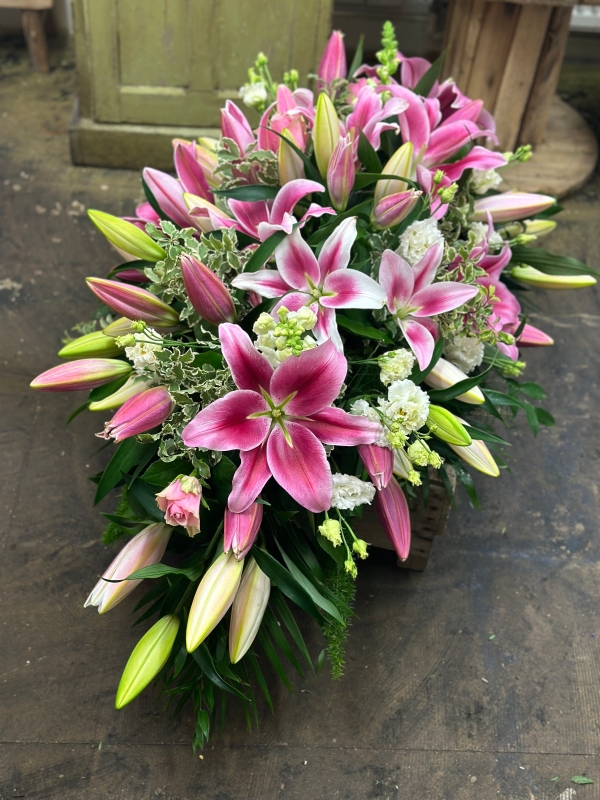 Coffin Spray : All Pink Lillies