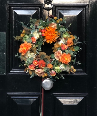 Autumn Faux Flower Door Wreath