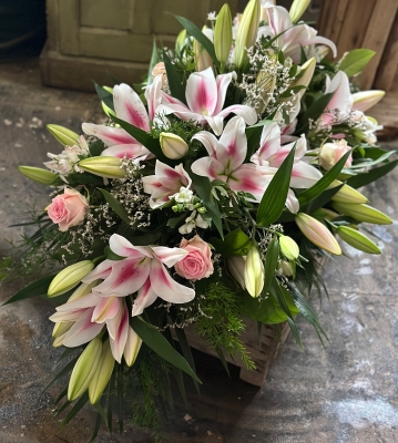 Coffin Spray : All Pink Lillies