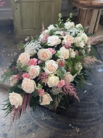 Coffin Spray: Pink Roses and carnations